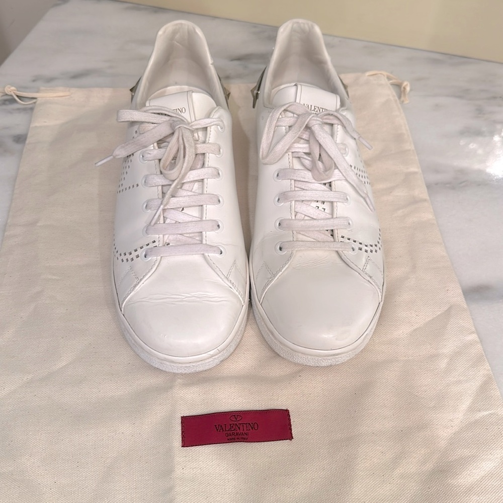 Valentino Garavani White Low Top Leather Sneakers TVM20W2 Size Women's 40